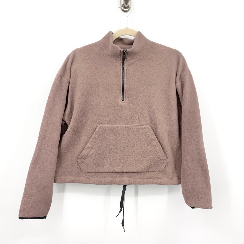 PINK Victorias Secret Women Size Medium Pullover 1/4 Zip Crop Sweatshirt Fleece